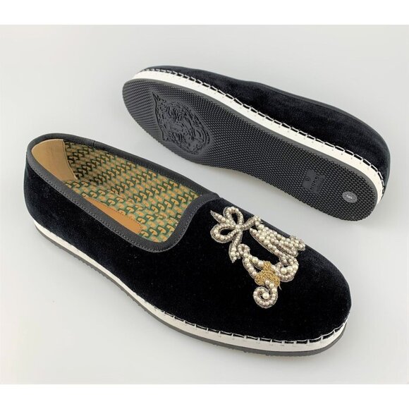 NIB Gucci Velvet Embellished Loafer In Black Size 6/EU 40 - Picture 5 of 11